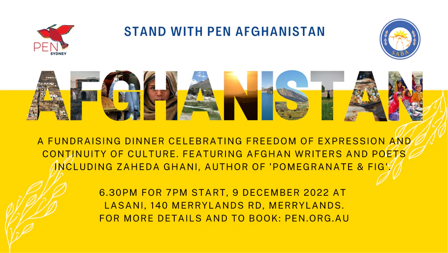Poetry and dinner fundraiser for PEN Afghanistan